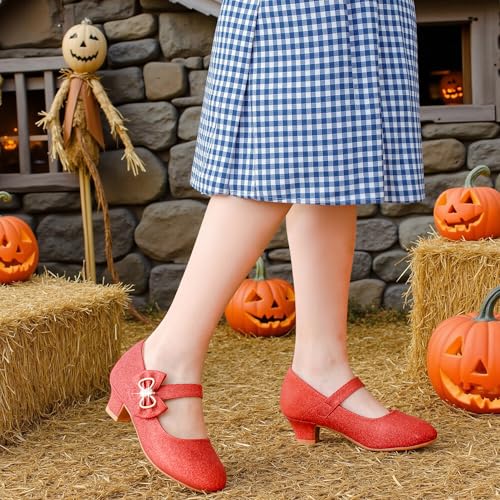 Image of Dufannie Girls Dress Shoes Princess Flats Heels for Toddler Little Big Kids