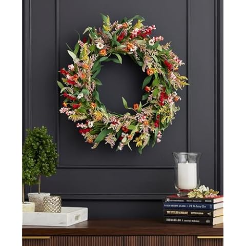26 inch Raya Wreath, Spring Summer Home Décor, Artificial Multicolor Floral Indoor Decoration, Front Door Display - by Seasonal LLC Cover