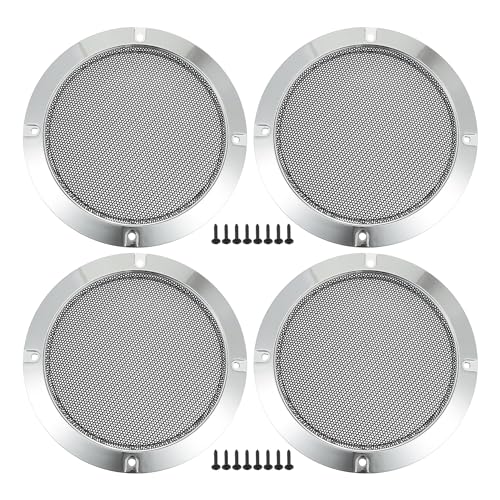 Grille de haut-parleur voiture 12,7 cm argentée avec vis X AUTOHAUX Lot de 4