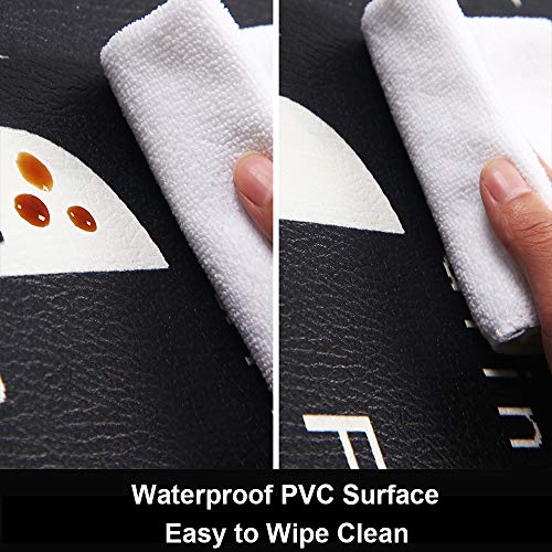 HEBE Anti Fatigue Kitchen Rug Set 2 Pieces Cushioned Kitchen Floor Mats Set Comfort Heavy Duty Standing Mats Waterproof Non Slip Kitchen Rugs and Runner Sets,Black Kitchen