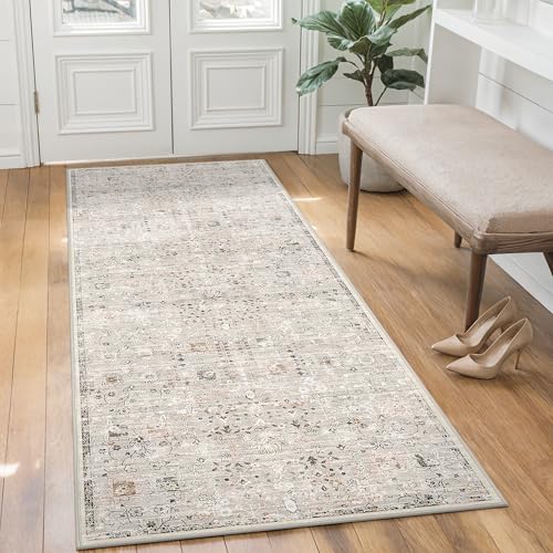 BEIMO Tappeto Salotto Vintage, Tappeto Camera Da Letto, Tappeti Ingresso Interno, Tappeto Antiscivolo Lavabile, Tappeti Persiano per Cucina, Soggiorno, Ufficio, Marrón, 80x200cm