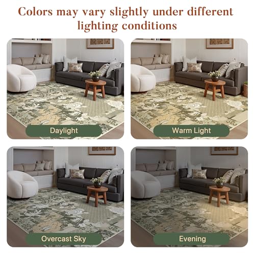 GENIMO Floral Runner Rug 2X6, Machine Washable Non Slip Vintage Patchwork Hallway Runner, Ultra-Thin Low Pile Runners for Indoor Entryway, Hallway, Kitchen and Corridor, Taupe Gray