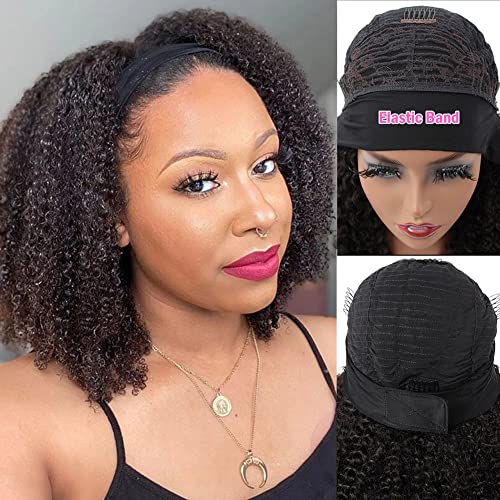 Image of ISEE Afro Kinky Curly Headband Wig Human Hair Glueless Wig for Women 20Inch
