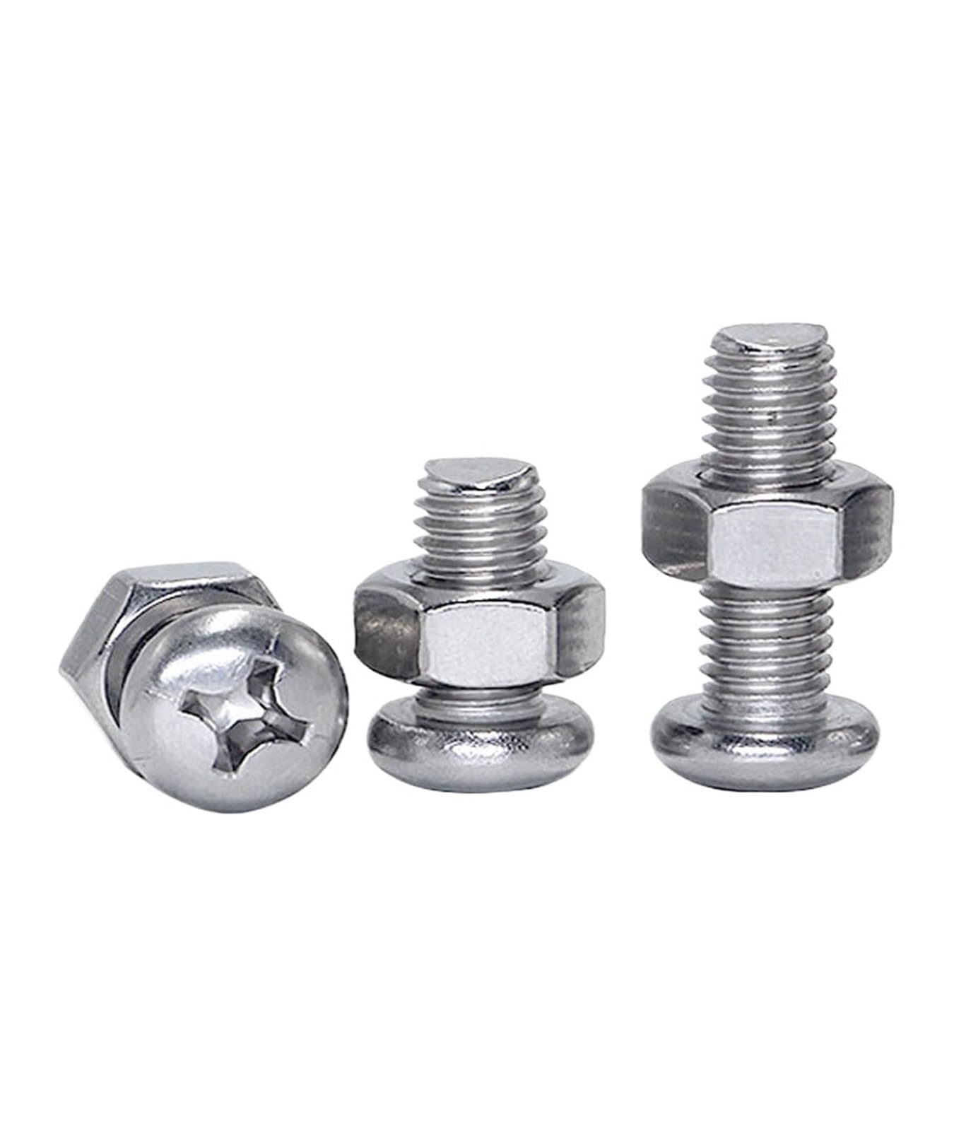 Juego de 5 tornillos de acero inoxidable Micro M3, M4, M5, M6, M7, M8 304, juego de tuercas hexagonales de cabeza redonda cruzada (M7, 100 mm)