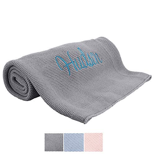 Personalized Baby Blanket, Custom Baby Blanket, Personalized Baby Gifts for Newborn Girl or Boy, Monogrammed Baby Blanket with Name, Personalized Baby Girls or Boy Gifts, All Year Round Knit Cotton
