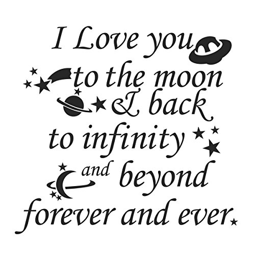 Amazon Com Nursery Wall Decal Vinyl Nursery Quote Children Wall Sticker Baby Room Art Decor I Love You To The Moon Back To Infinity And Beyond Black Baby