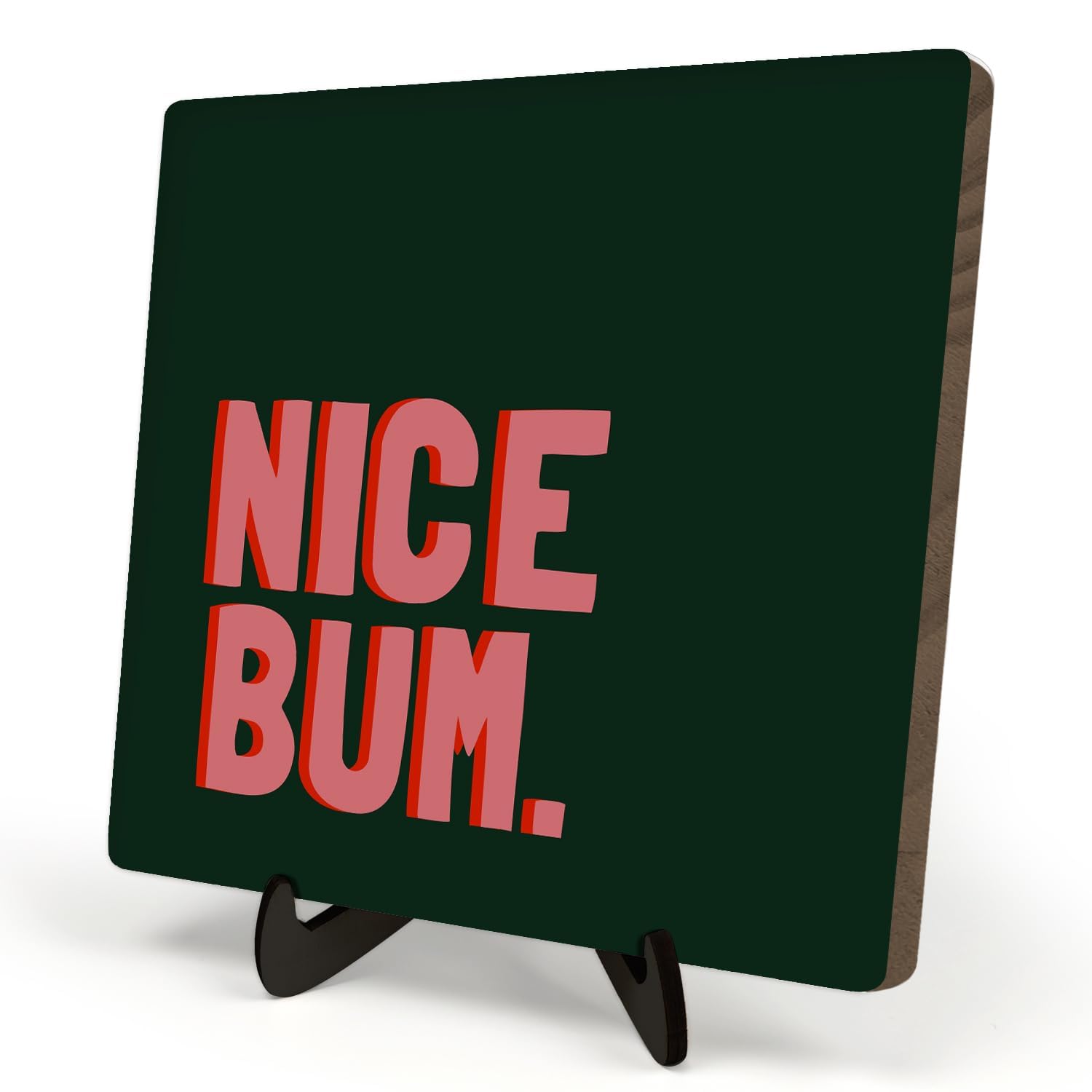 Funny Wooden Sign – Nice Bum Toilet Decor for Bathroom Shelf, 5.9x5.9 inch Wood Plaque, Hilarious Restroom Sign for Home Toilet, Home,Guest Bathroom, Man Cave Desk Decor(Nice bum)