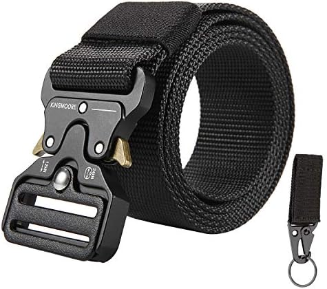 KingMoore Men's Tactical Belt Heavy Duty Webbing Belt Adjustable Military Style Nylon Belts with Metal Buckle