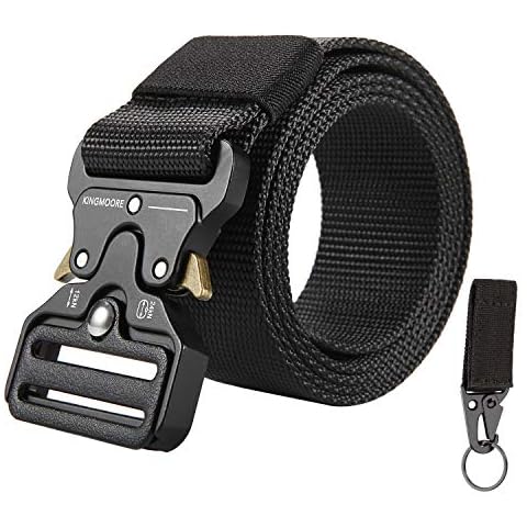 KingMoore Men's Tactical Belt Heavy Duty Webbing Belt Adjustable Military Style Nylon Belts with Metal Buckle Cover