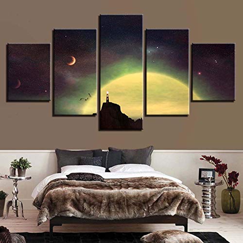 RAINSGIFT Peinture sur Toile Impressions HD décor à la Maison 5 pièces Seigneur des Anneaux château Mur Art modulaire Jeu Photos oeuvre pour Chambre Affiche-sans Cadre