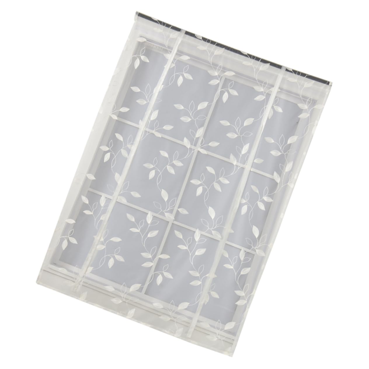 Rideau court en tulle brodé de feuilles 120x120 cm avec finitions soignées