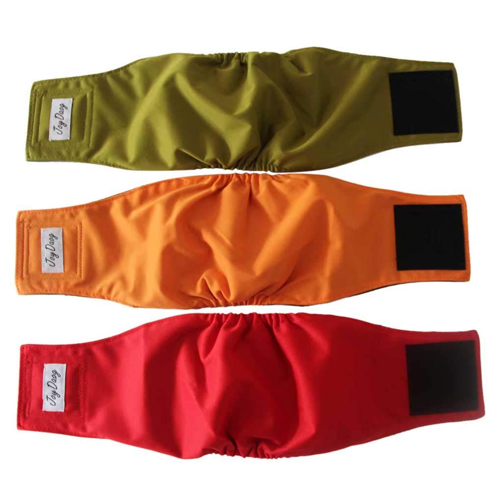 JoyDaog Paquete de 3 pañales Lavables para Cachorros, Bandas Reutilizables para el Vientre para Perros machos, (Forro Negro) S