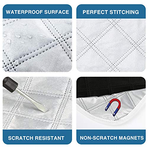 RV Windshield Cover Compatible with Class C Ford E450 1997-2024 Motorhome,Windshield Cover for Ice and Snow RV Front Window Sunshade UV Block 4 Layers with Mirror Cutouts Silver - Thumbnail 4