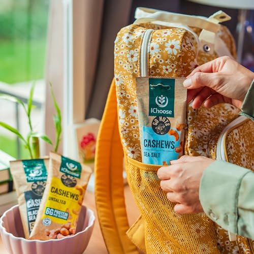 Image of IChoose Sea Salt Cashews, 2oz Individual Snack Packs (5 Count) - Lightly Salted Whole Roasted Cashews . Plant-Based Protein . Office, Travel & Lunchbox Snack . Gluten Free