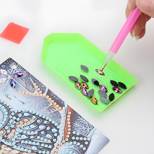 Image of 20 Pack Green Diamond Painting Trays - Diamond Art Tool Accessories for 5D DIY Diamond Painting Kits