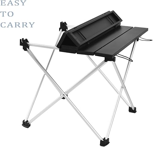 Miniatura 6 de Mesa de camping portátil Grope con superficie de mesa de aluminio, mesa de playa plegable fácil de transportar, perfecta para exteriores, picnic,