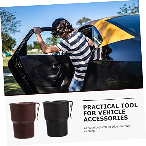 Portavasos y bote de basura para carro negro 2 piezas miniatura 6