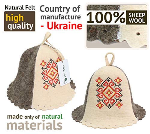 Wool Sauna Hat for Women Protect Hair Ornament Red - Sauna Cap for Men - Banya Hat for Men - Felt Wool Sauna Hair Protector