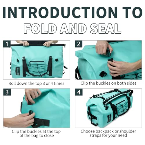 Lanedo 80L Dry Bag Large Waterproof Bag Roll-Top Heavy Duty Fishing Duffel Bag with Durable Straps & Handles for Kayaking Paddle boarding Boating Rafting Fishing Canoeing Camping (LAKE BLUE)