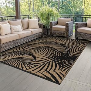 Tapis Extérieur Imperméable Réversible 120x180cm Noir & Brun