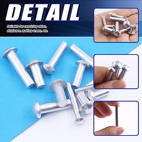 Glarks G-3463 300Pcs M4 M5 M6 Aluminum Brazier Head Solid Rivets Length 13Mm 14Mm 20Mm 25Mm High-Strength Solid Brazier Rivets Fasteners thumb #3