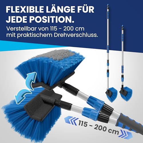 NTG Waschbürste Autowaschbürste Teleskopwaschbürste in 2 & 3 Meter Variante mit Gardenanschluss und Innenliegender Wasserführung Fensterputzer (Bis 2 Meter) PKW LKW – Bild 3