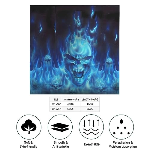 Blue Flame Skull Silk Head Scarf Neckerchief Square Scarves Vintage Bandanas For Men Women2