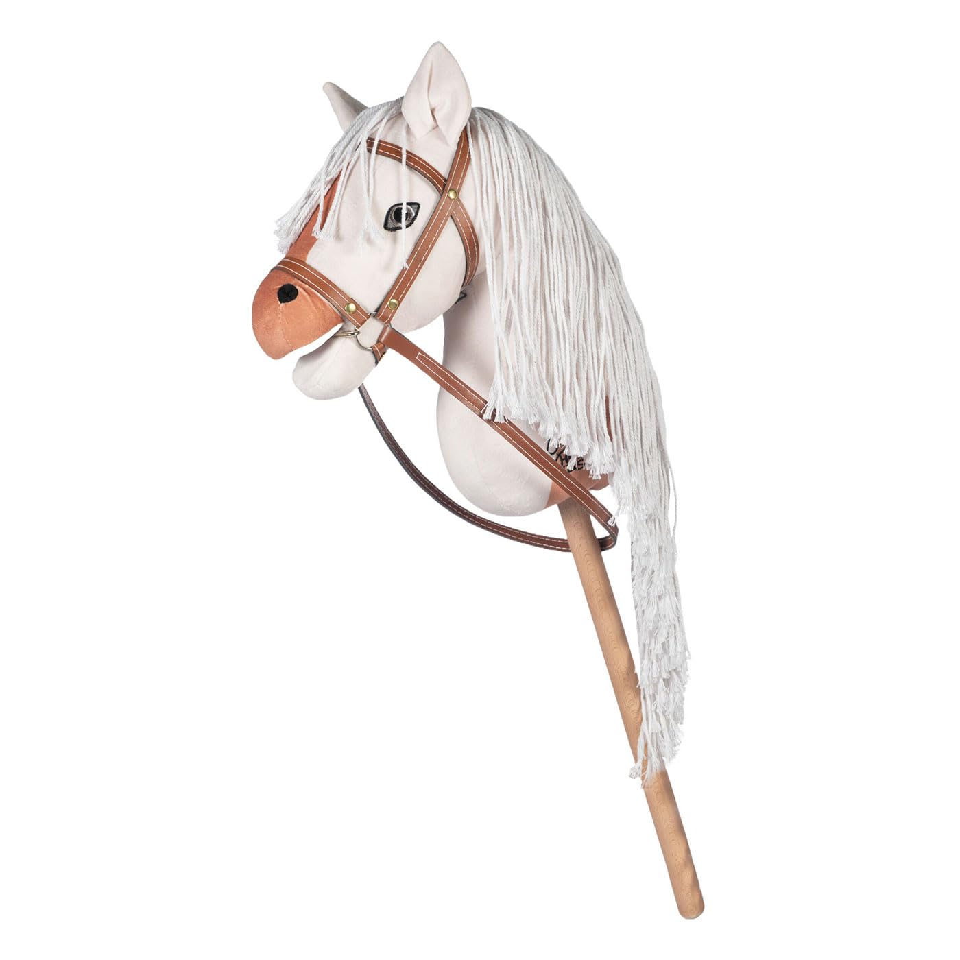 HKM Hobby Horse -Mini- Steckenpferd aus weichem Plüsch mit Abnehmbarer Trense (beige/braun)