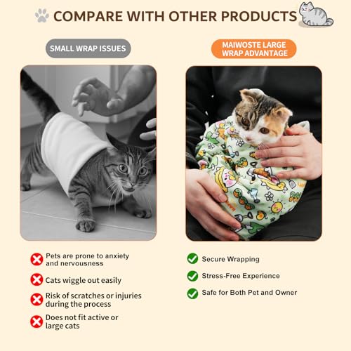 Image of 35.5 inch Extra Large Cat Grooming Wrap - Anti-Escape Cat Wrap for Cutting Nails, Brushing & Medication - Soft, Comfortable, Reusable, Self-Adhering, Holds Cats Up to 22lbs (Cow Corn)