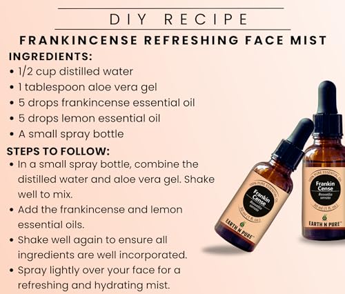 Image of Earth N Pure Frankincense Essential Oil (Loban Oil) Undiluted, Natural and Therapeutic Grade with Glass Dropper - 50 ml