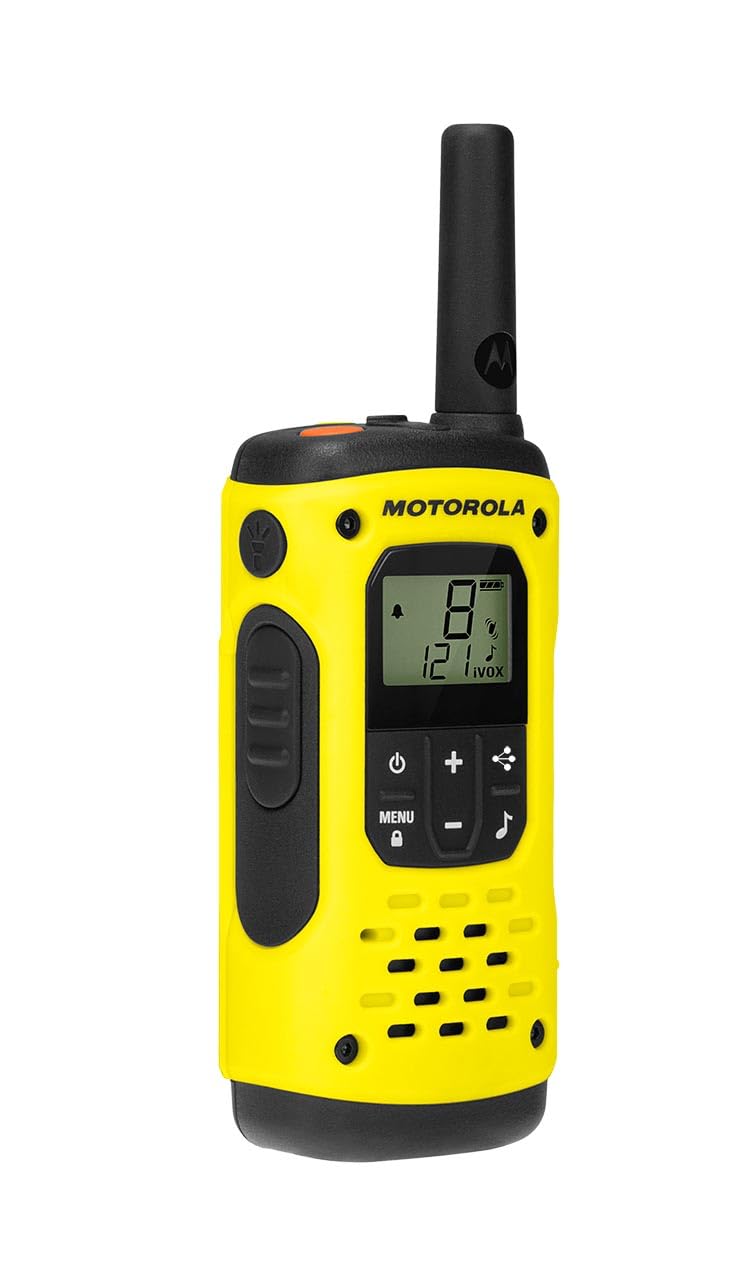 MOTOROLA Solutions - Lot de 2 Talkie Walkies - TALKABOUT T92 - PMR446 - Noir/Jaune - Longue portée -Indice IP67 - Fonctionnent avec Batterie