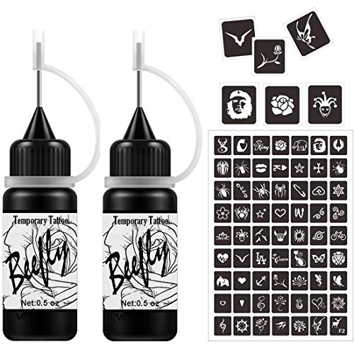 Beefly Jagua Temporary Tattoos Kit, Jagua Gel Semi Permanent Tattoo Freehand Gel/Ink