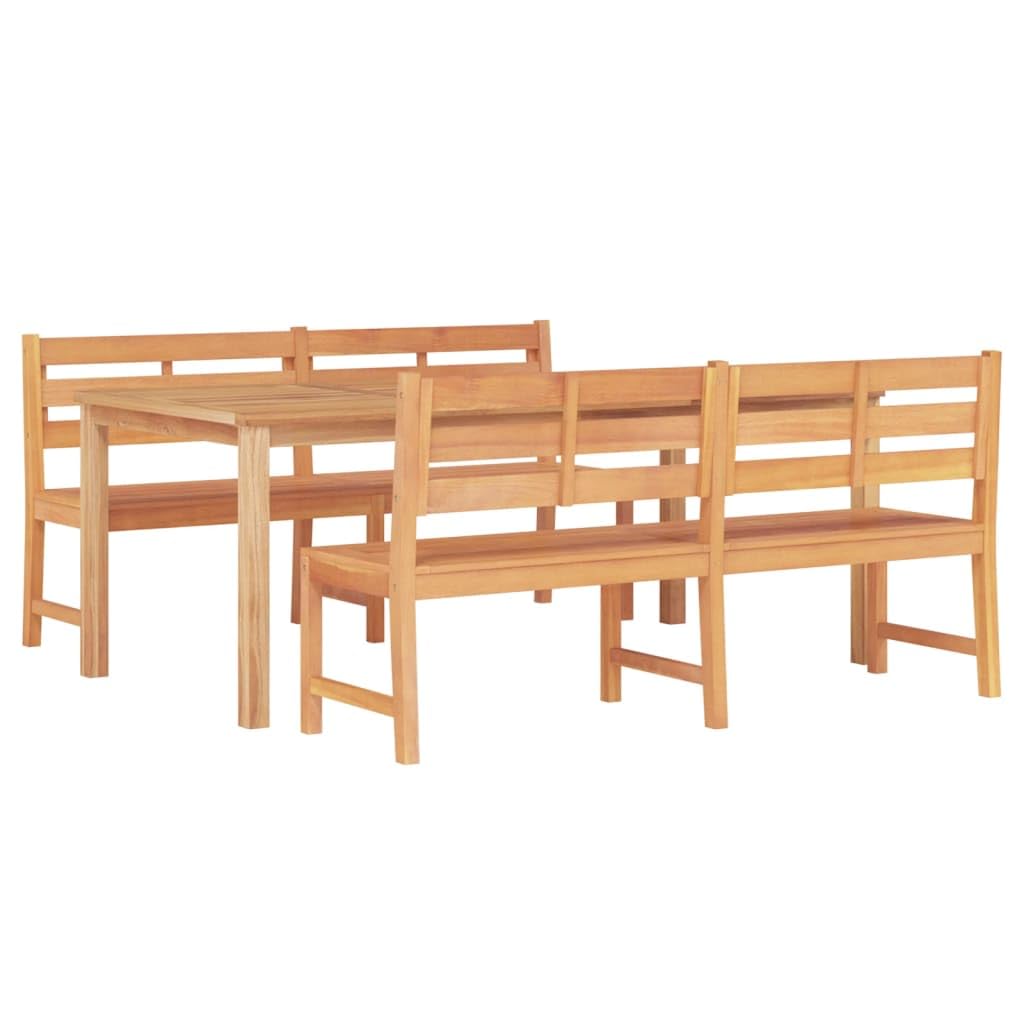 Juego de muebles de jardín de madera de teca maciza de 3 piezas con tablero estable y propiedades repelentes al agua para exteriores