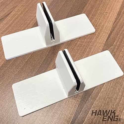 hawkeng Office Desk Partition Free standing screen clamps for glass or acrylic sheet, 4mm to 6mm - white
