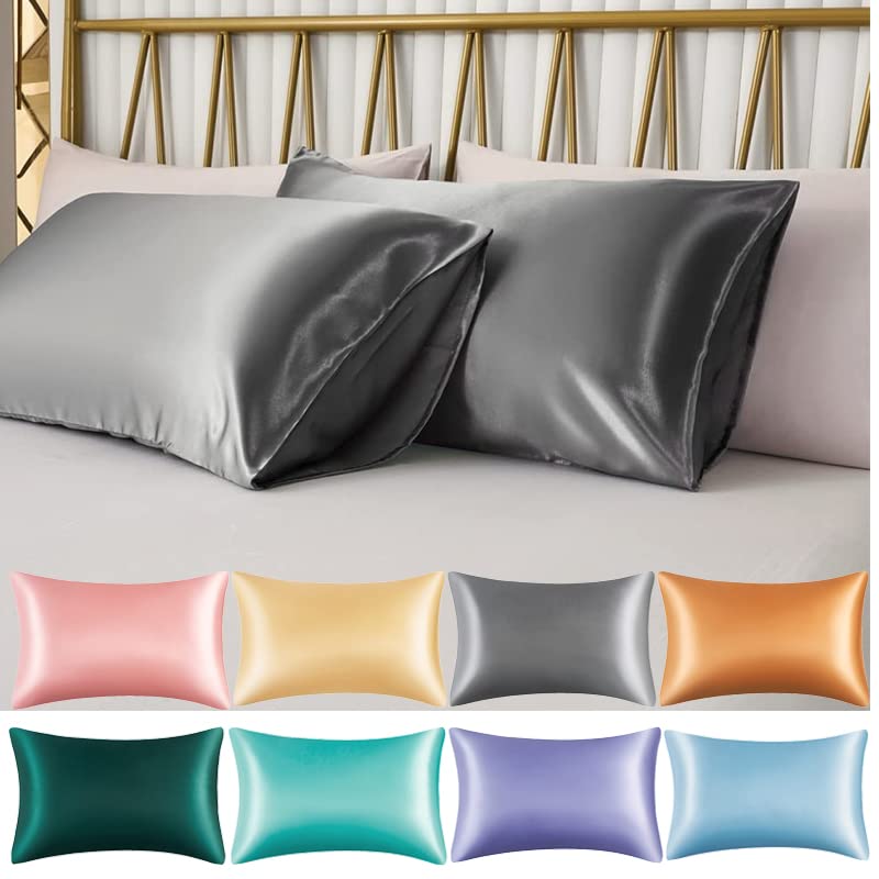 Satin Silk Pillowcase - Navy Blue, 20x54 Inches, Cooling Hair & Skin Pillow Cover - View #4