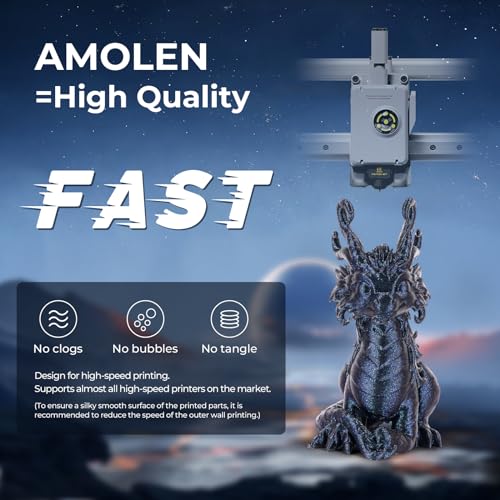 Image of AMOLEN PLA 3D Printer Filament,PLA PrintingFilament Starry Sky Series Pla 1.75mm Bundle, Starry Sky Dark Purple /Green /Blue /Purple Red, 4x200g Pack