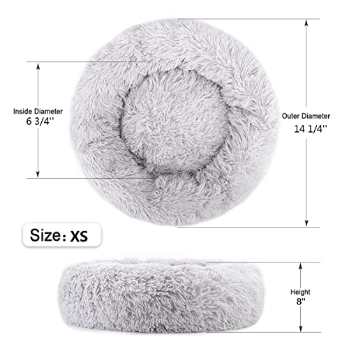 Image of NOYAL Calming Donut Dog Bed for Small to Medium Dogs & Cats - Plush Faux Fur Anti-Anxiety Pet Bed with Machine Washable Cover & Non-Slip Base