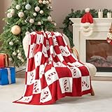 Snuggle Sac Candy Cane Throw Blanket Red Christmas Blanket 50x60 inches, Ultra Soft Cozy Decorative Throw Blanket for Couch, Sofa and Bed for Christmas