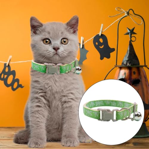 Cat Collar Breakaway, Lightweight Comfort Adjustable Size Halloween Pet Collar with Removable Bells,Quick Release Imitation Nylon Collar for Small & Big Cats - image 6