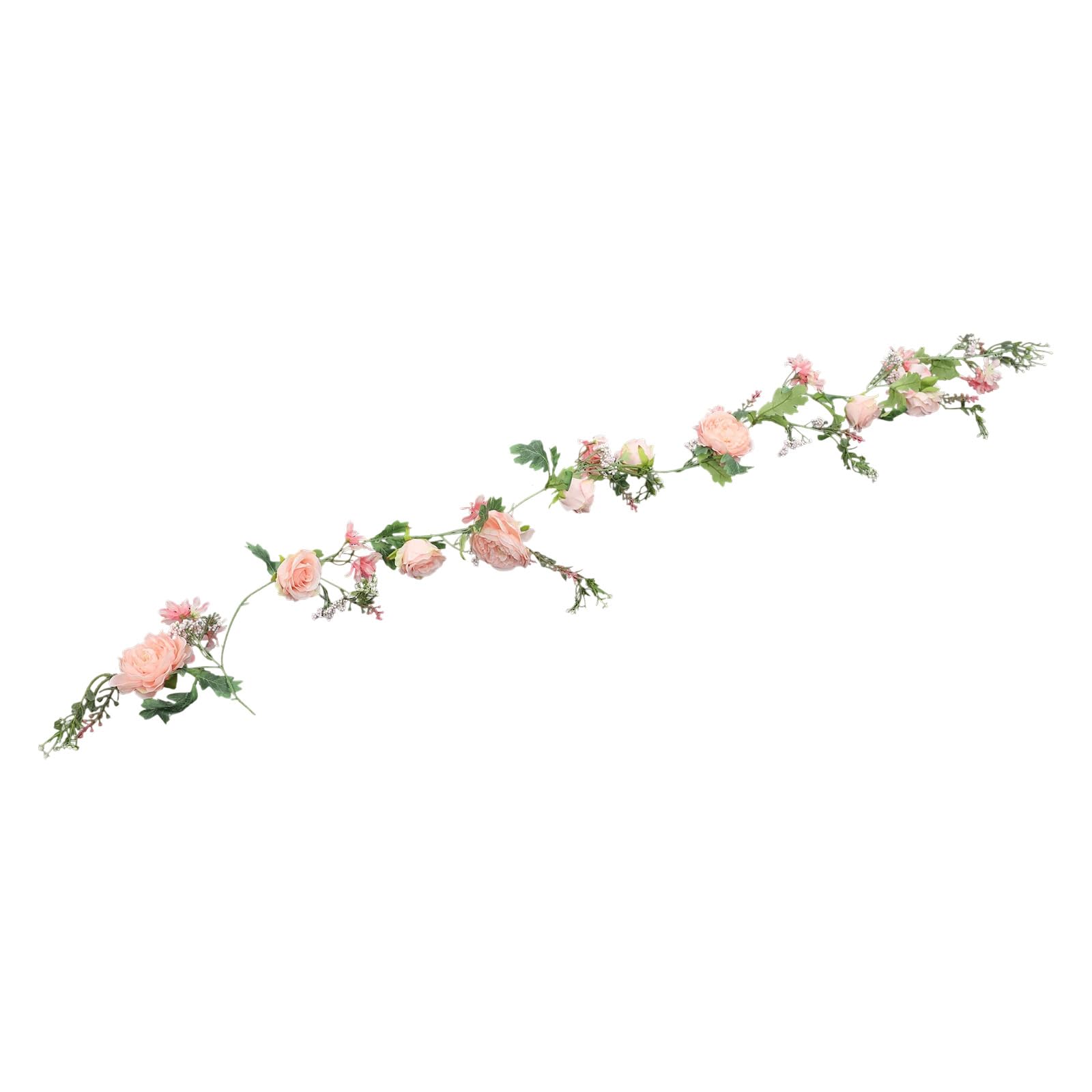 Künstliche Blumengirlande 6 STK 1,8m Rosa, Seidentuch Realistische Rosengirlande mit Grünblättern, Flexible Rosenkette für Hochzeit Bogen Garten Wand Party Tisch Deko, Innen & Außenverwendung