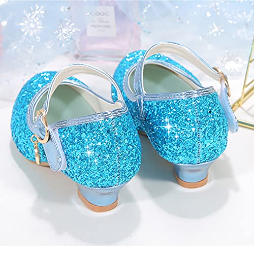 Auhoho Sapatos femininos de salto baixo princesa com glitter lantejoulas Mary Jane Party Wedding Sho