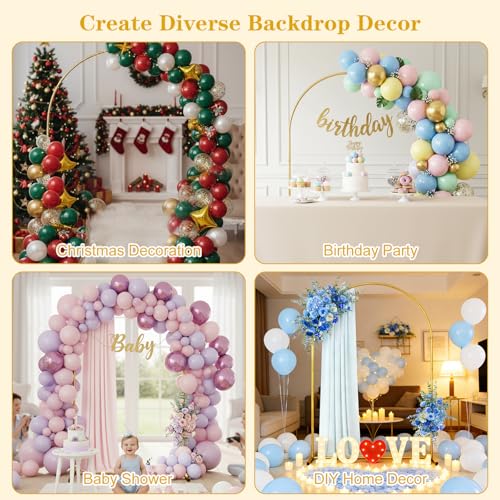 Image of RUBFAC 6.6 FT Arch Backdrop Stand, Metal Gold Wedding Arch Frame, Floral Balloon Arch Stand for Birthday Baby Shower Bridal Anniversary Graduation Ceremony Party Backdrop Decoration