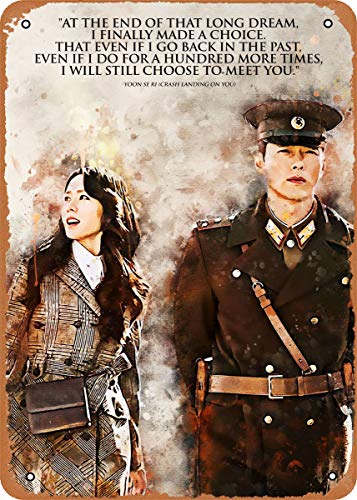 Cartel de metal vintage con texto en inglés "Crash Landing On You" de celebridad coreana de 20,3 x 30,5 cm para decoración del hogar, bar, pub, garaje, regalos