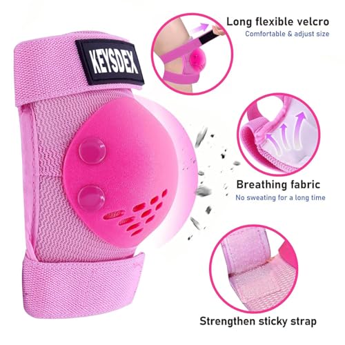 Kids 6 in 1 Skate Protective Gear Set, Pink, M - image 2