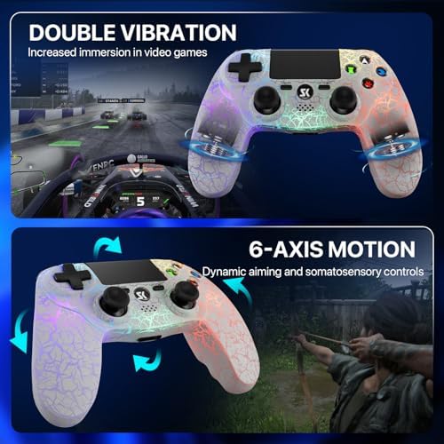 ISHAKO Wireless Controller for PS4, 2 Pack(Crackle Black & Crackle White) — 사진 5