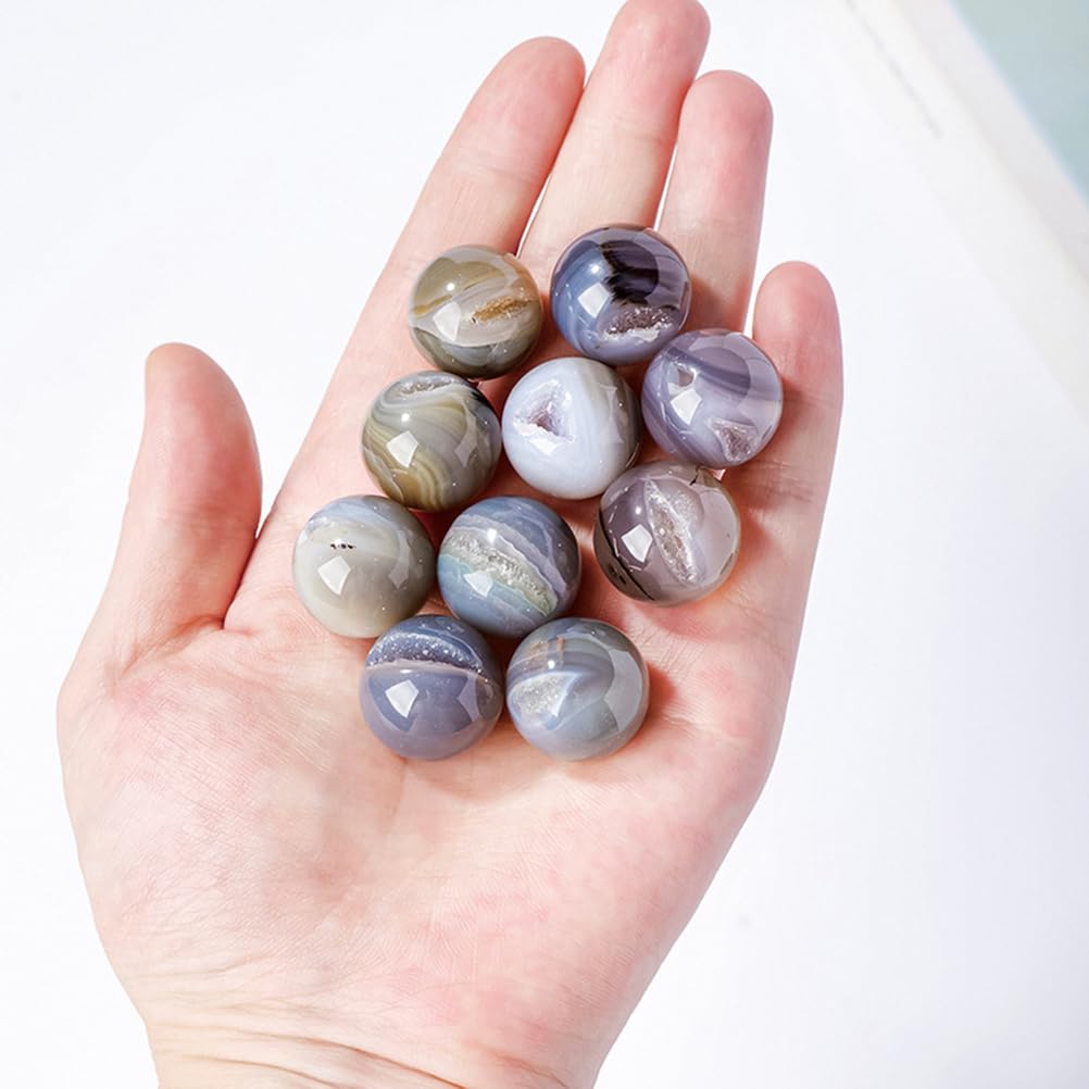 QWZTAEOZA 20mm(0.78inch) Crystal Ball Agate Sphere Gemstones Beads Polished Geode for DIY Jewelry Making, Decoration, Collection,5pcs