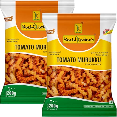 Image of KOZHIKODEN'S Tomato Murukku | 400g (2x200g) | Crispy & Spicy Chakli | Perfect Tea Time Snack | Traditional Kerala Snack | Fresh, Vegan & Healthy