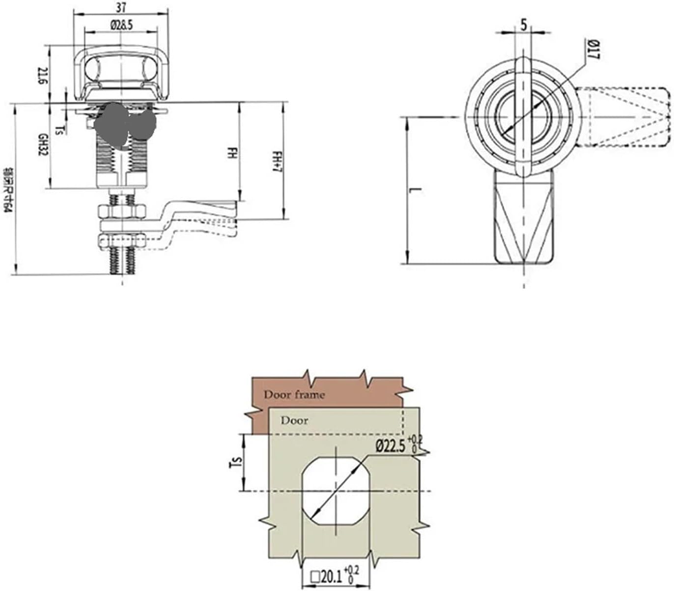 MS816 Handle Compression Lock Tightening Stainless Steel Extended Screw 1Pcs(C6-1531)