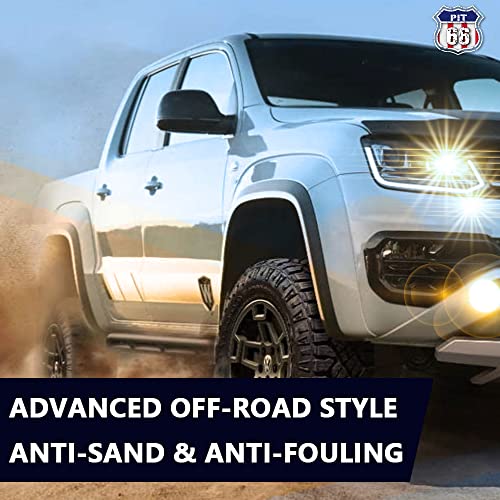 Pit66 Fender Flares, Compatible With 2007-2013 Gmc Sierra 1500, Rugged Textured Pocket Riveted Style Wheel Flares, 4 Pcs #TOP3