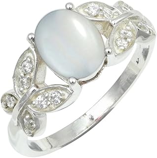 Anillo de Plata de Ley 925 con piedra lunar blanca, de regalo llamativo para hombres y mujeres, joyería hecha a mano ERG1251BP_65 (20.7)